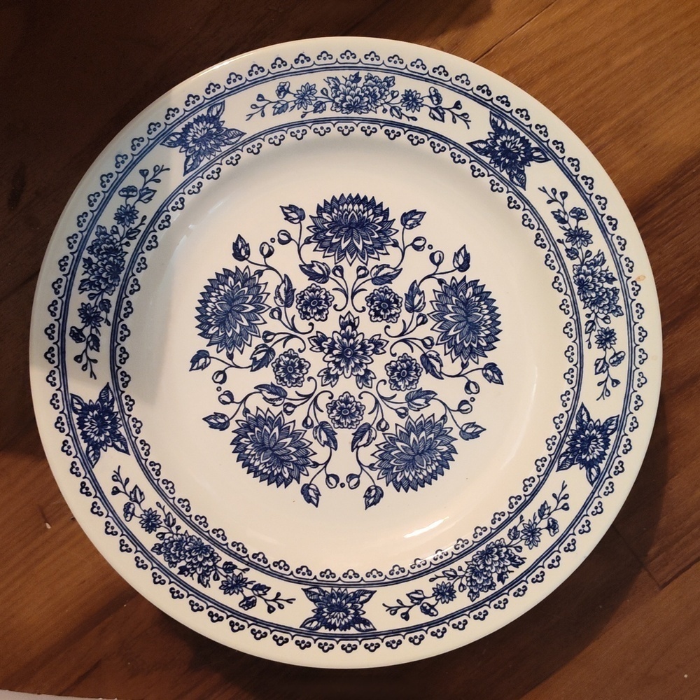 Royal China USA Hampshire Blue & White Ironstone Dinner Plate 10" Set Of 4 - Picture 4 of 10